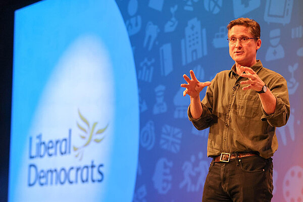 Charlie speaking at the Lib Dem spring conference