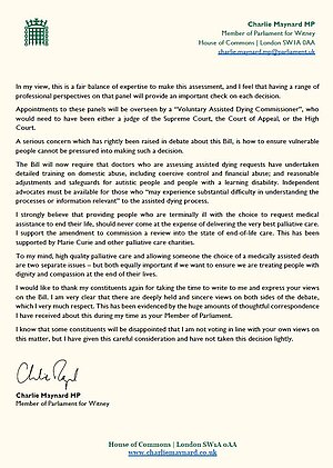 Open letter about the Assisted dying bill (part 2)